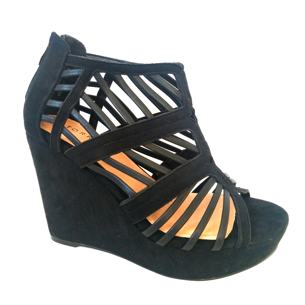 Torrid Black Platform Cage Wedges, SZ 9W New